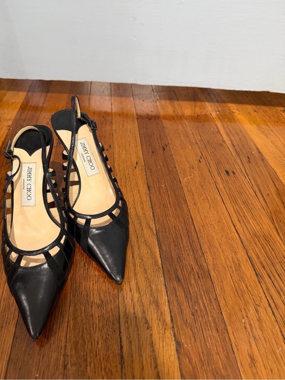 VNTG Jimmy Choo Black Pointed Slingback Pumps
